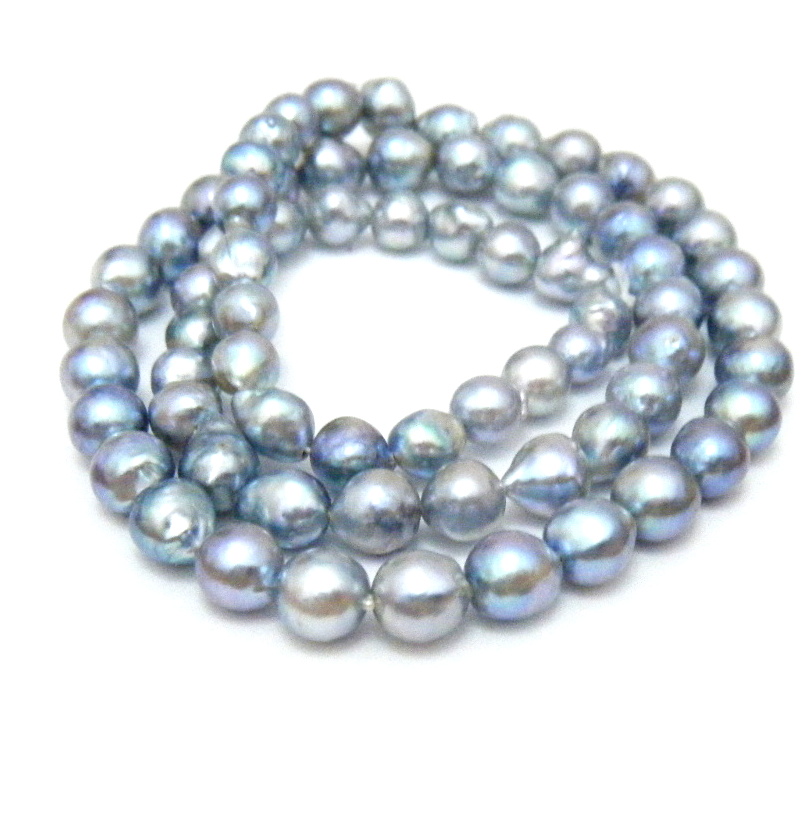 Blue Roundish Vietnamese Akoya Pearl Strand - Loose Pearls by Pearlescence